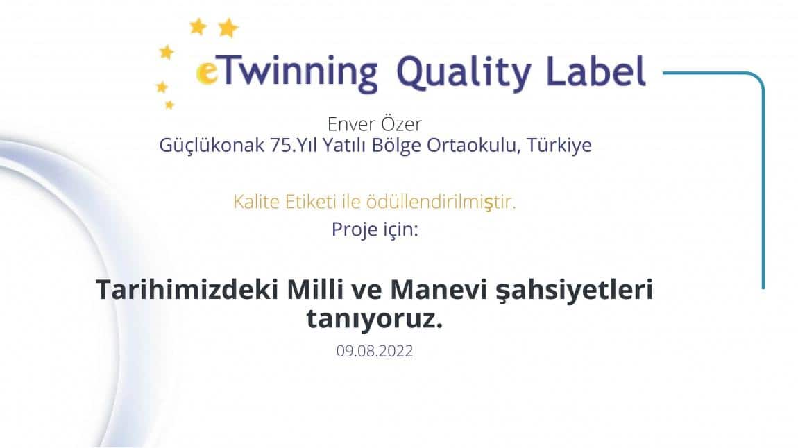 Okulumuz e-Twinning Kalite Etiketi ile ödüllendirildi.